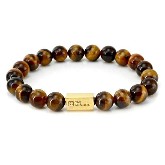 Mens Essential Tigers Eye  & Gold Bracelet