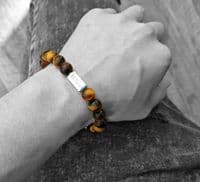 Mens Essential Tigers Eye & Silver Bracelet
