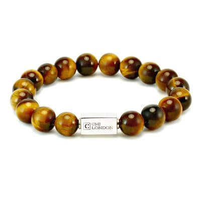 Mens Essential Tigers Eye & Silver Bracelet