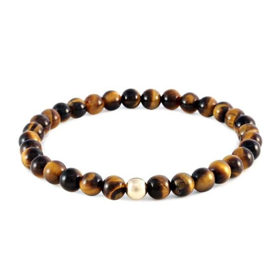 Mens Focus Tigers Eye  & Gold Bracelet