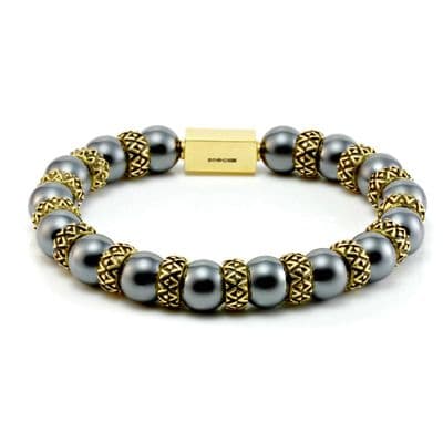 Mens Premium Hematite & Gold Bracelet