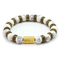 Mens Premium Howlite & Gold Bracelet