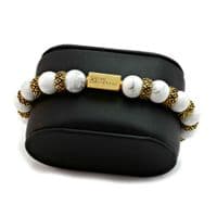Mens Premium Howlite & Gold Bracelet