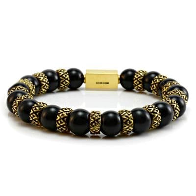 Mens Premium Onyx & Gold Bracelet