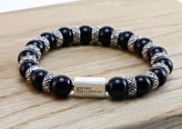 Mens Premium Onyx & Silver Bracelet