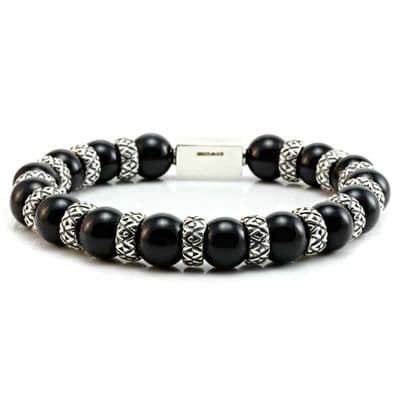 Mens Premium Onyx & Silver Bracelet