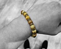 Mens Premium Picture Jasper & Gold Bracelet