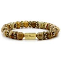 Mens Premium Picture Jasper & Gold Bracelet