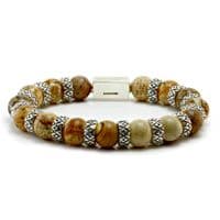 Mens Premium Picture Jasper & Silver Bracelet