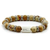 Mens Premium Picture Jasper & Silver Bracelet