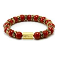 Mens Premium Red Jasper & Gold Bracelet