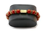 Mens Premium Red Jasper & Gold Bracelet