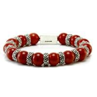 Mens Premium Red Jasper & Silver Bracelet
