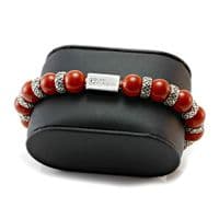 Mens Premium Red Jasper & Silver Bracelet