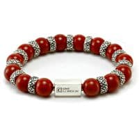 Mens Premium Red Jasper & Silver Bracelet