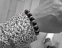 Mens Premium Red Tigers Eye & Silver Bracelet