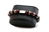 Mens Premium Red Tigers Eye & Silver Bracelet