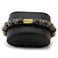 Mens Premium Snowflake Obsidian & Gold Bracelet