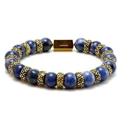 Mens Premium Sodalite & Gold Bracelet
