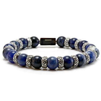 Mens Premium Sodalite & Silver Bracelet