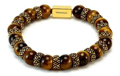 Mens Premium Tigers Eye & Gold Bracelet