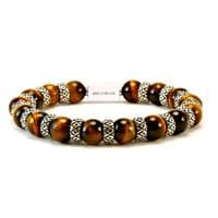 Mens Premium Tigers Eye & Silver Bracelet
