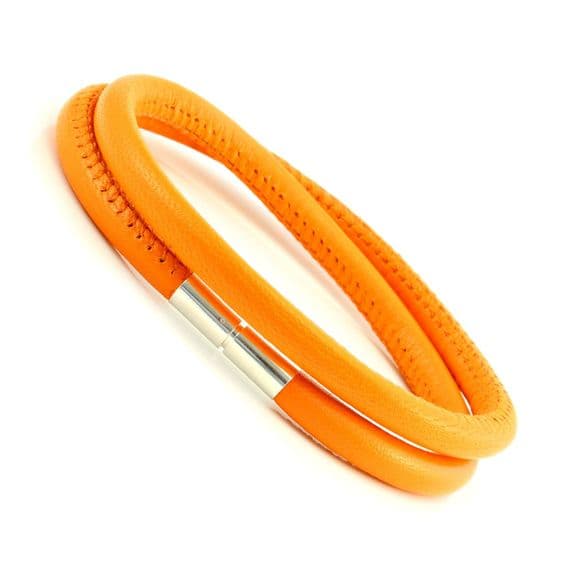 Nappa Leather Bracelet With Sterling Silver Push and Twist Clasp-Double wrapped