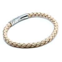 Natural Braided Leather Bracelet With Stainless Steel Trigger Clasp