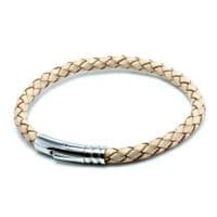 Natural Braided Leather Bracelet With Stainless Steel Trigger Clasp