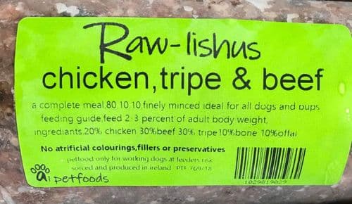Chicken, Beef & Tripe - Raw-lishus 1KG