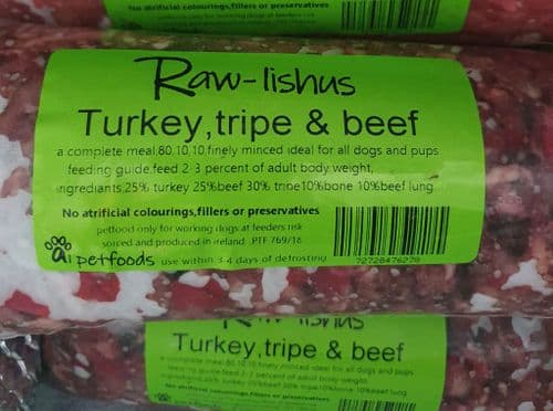 Turkey, Beef & Tripe - Raw-lishus 1KG