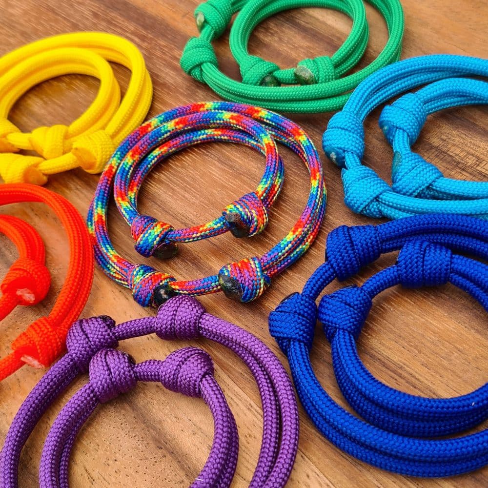 Classic Paracord Whelping Collar Set of 7 Electric Rainbow