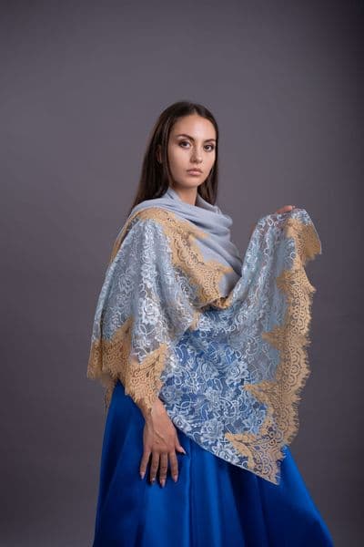 Grey Blue Double Lace