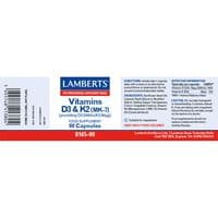Lamberts Vitamins D3 (2000iu) and K2 (90µg) - 90 capsules