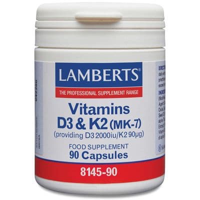 Lamberts Vitamins D3 (2000iu) and K2 (90µg) - 90 capsules