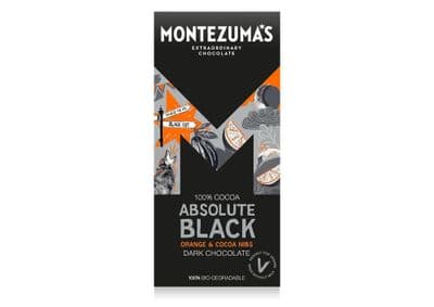 Montezumas Chocolate Absolute Black 100% Cocoa with Coco Nibs and Orange 90g