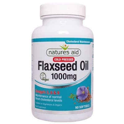 Natures Aid Flaxseed Oil - 1000mg Cold Pressed 90 Capsules