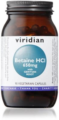 Viridian Betaine HCl 650mg with Gentian - 90 Veg Caps