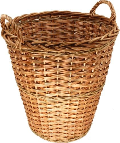 Buff Willow Tall Log Basket With Lining