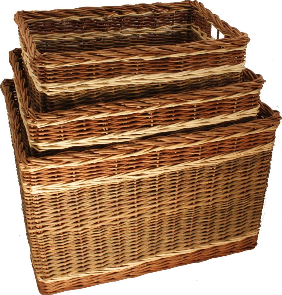 Oblong Log Basket - Wicker Basket | Thefiresideshop.co.uk