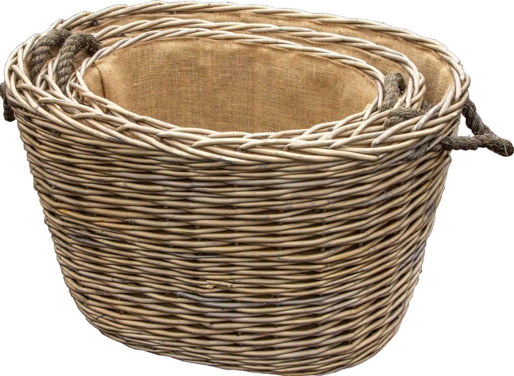 Rope Handled Basket - Log Baskets | Thefiresideshop.co.uk
