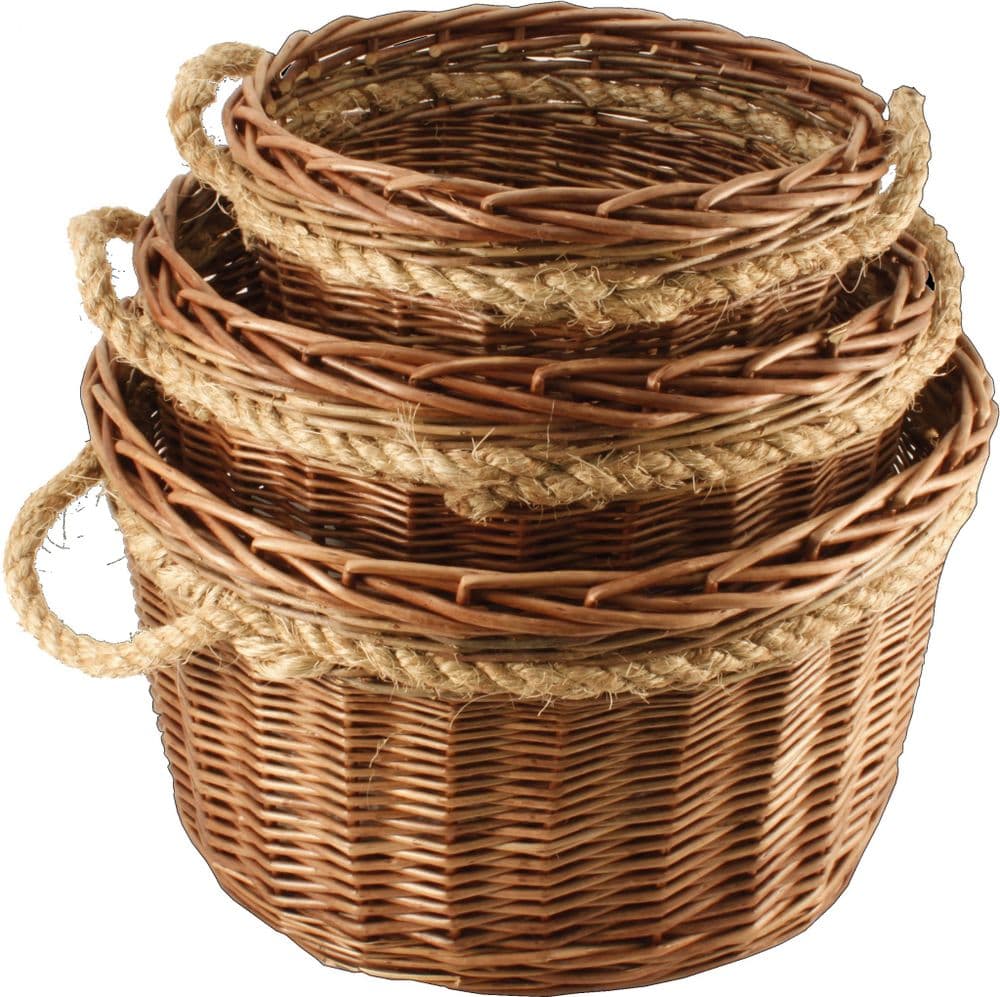 Willow Round  Log Basket - Log Storage | Thefiresideshop.co.uk