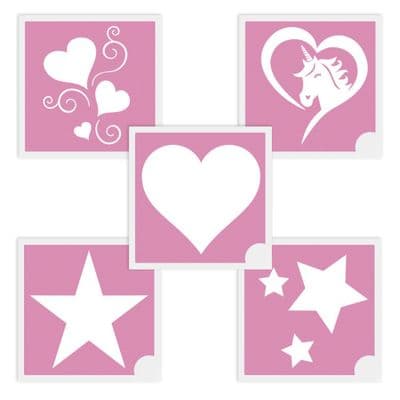 Equifashion Mini Glitter Tattoo Stencils - Pack of 5 Mixed Hearts & Stars Set