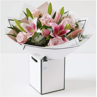 Beautifully Simple Pink Rose and Lily Bouquet SIPRLHT1E