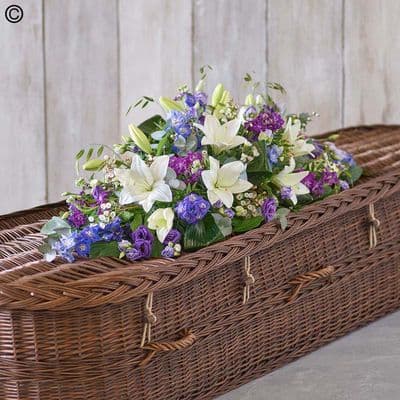 Blue and White Casket Spray F14301BS