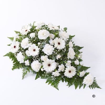 Carnation & Germini Teardrop Spray - White