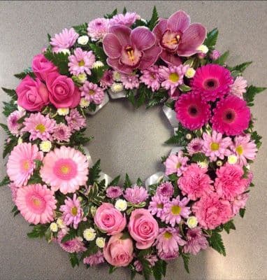 Orchid, Rose and Germini Wreath