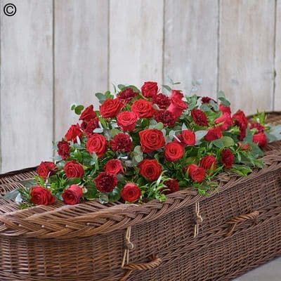 Rose & Carnation Casket Spray - Red F13591RS