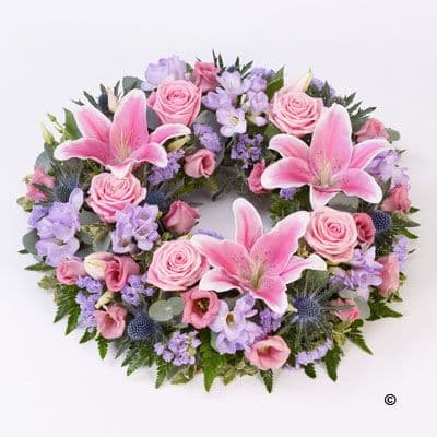 Rose & Lily Wreath - Pink & Lilac