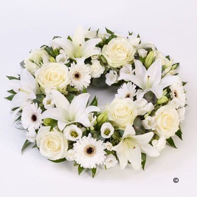 Rose & Lily Wreath - White